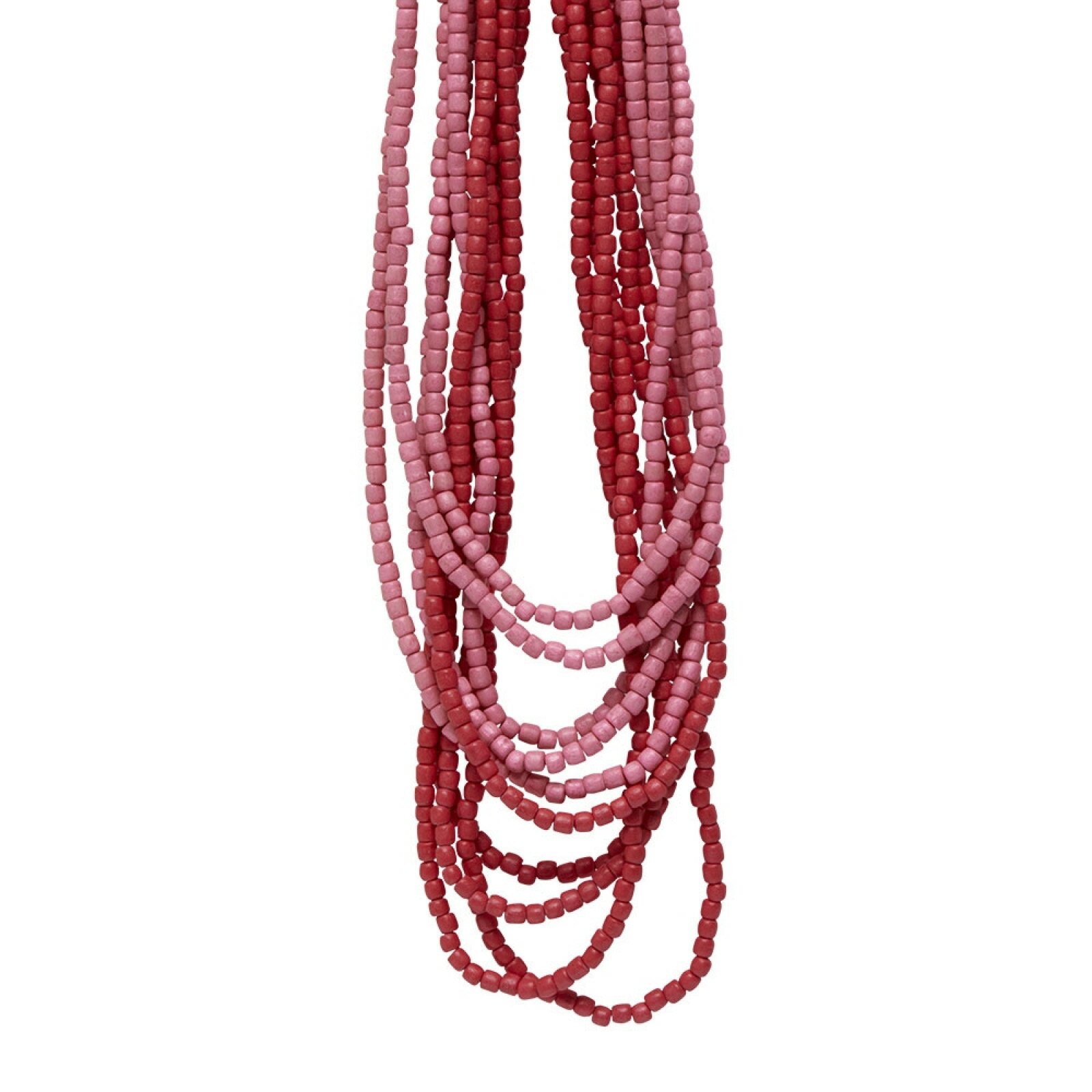 Billede af Halskæde med træperler i røde nuancer